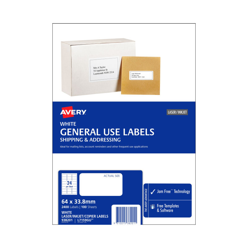 Avery General Label L7159GU 24Up - Box of 100