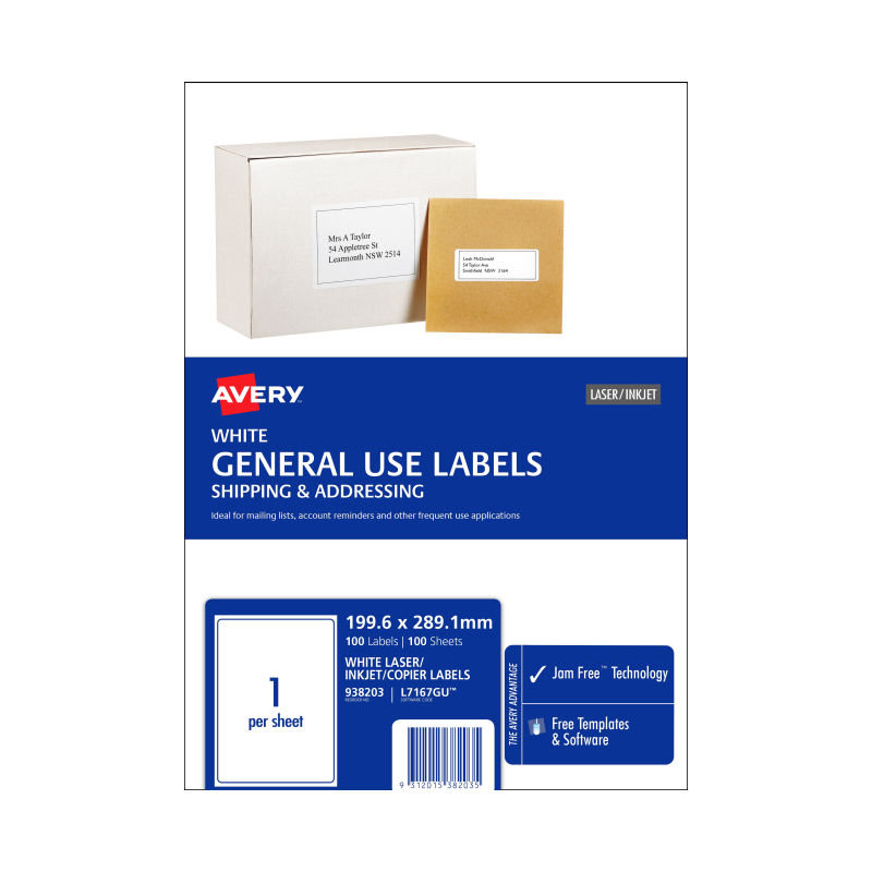 Avery General Label L7167GU1Up - Box of 100