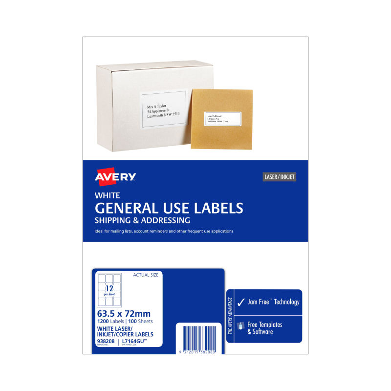 Avery General Label L7164GU 12Up - Pack of 100