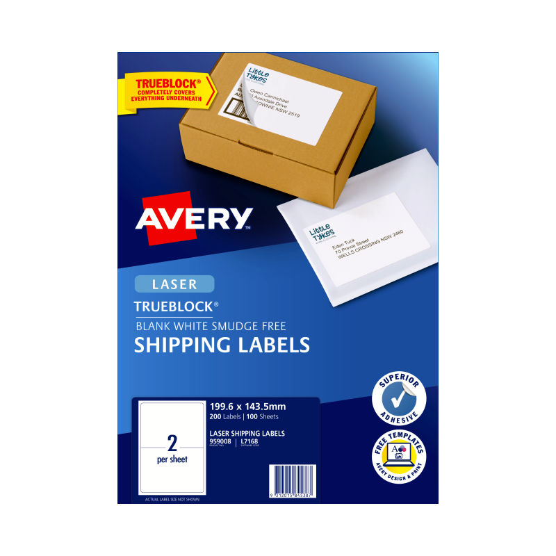 Avery Laser Label L7168 2Up - Pack of 100