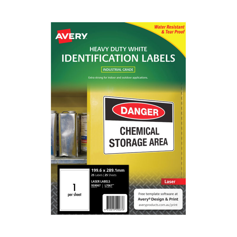 Avery Laser Label L7067 1Up - Pack of 25