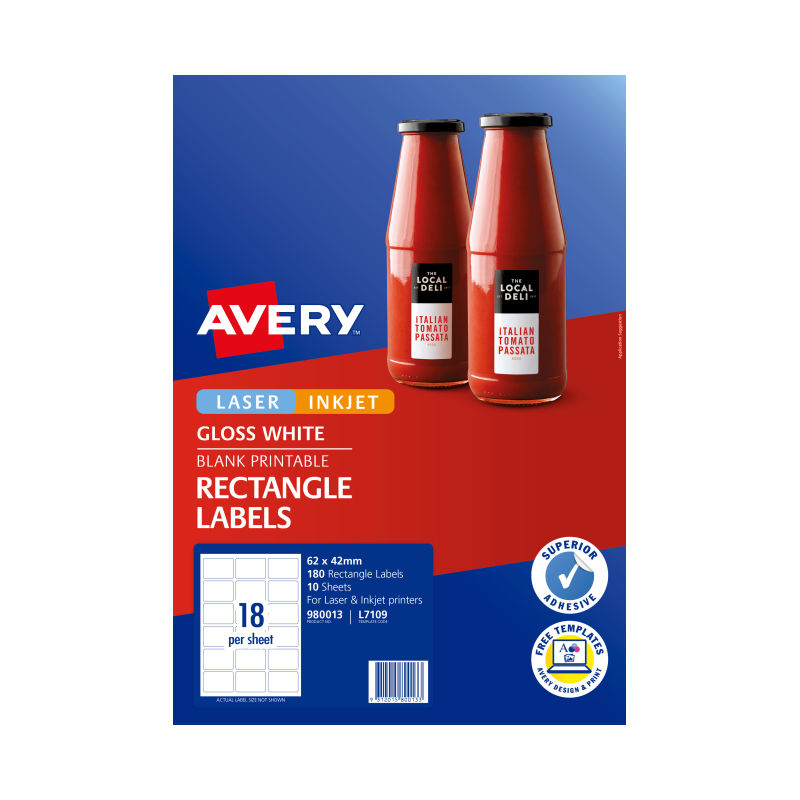 Avery Label Rectangle L7109 18Up - Pack of 10