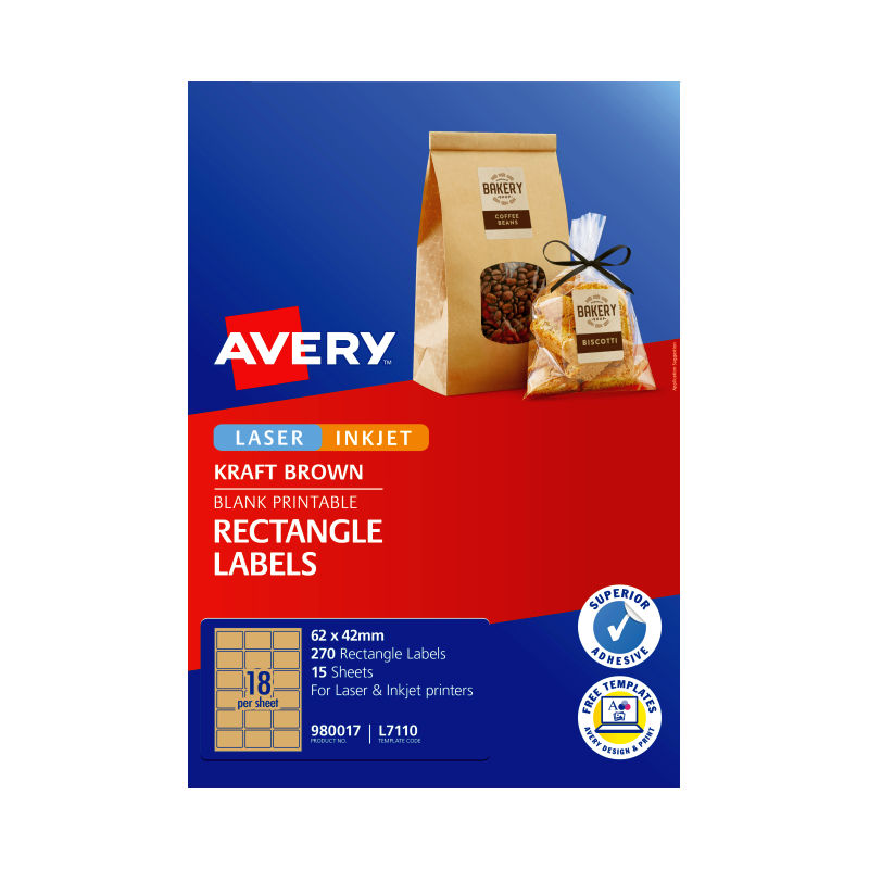 Avery Label Rectangle Brown L7110 - Pack of 270