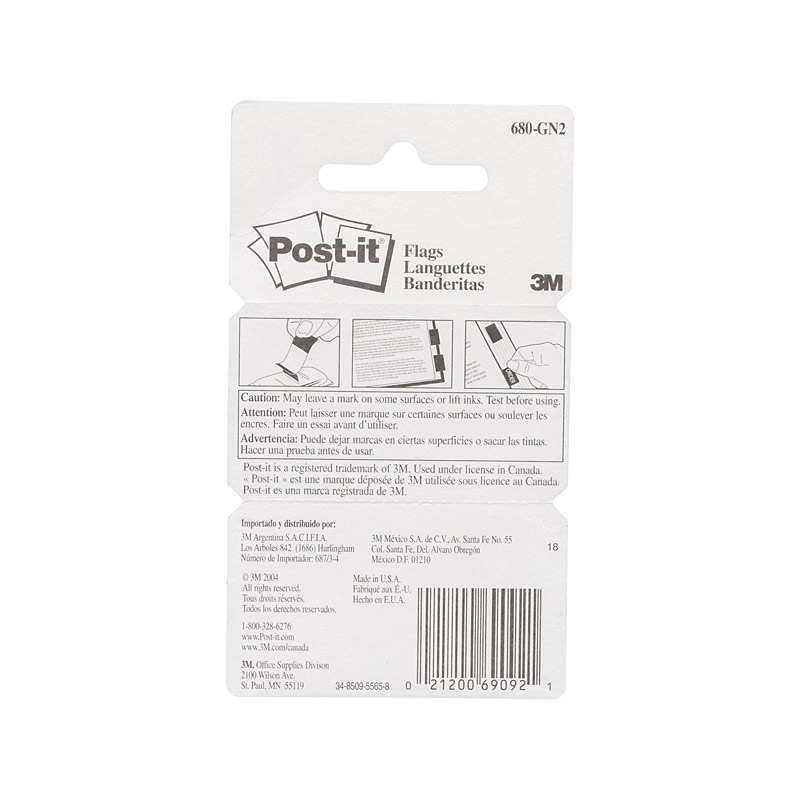 Post-It Flags Green 25 x 43mm 2-Pack - Box of 6