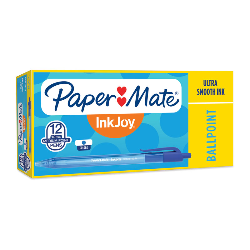 Paper Mate InkJoy 100RT Ball Pen Blue - Box of 12