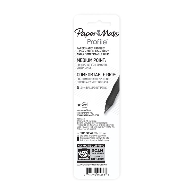 Paper Mate Profile Retractable 1.0 Ball Pen Blue - Pack of 2 - Box of 6