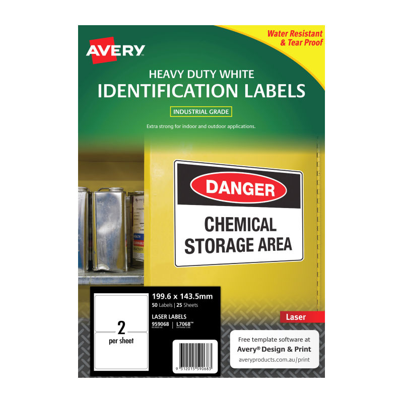 Avery Laser Label HD L7068 2Up - Pack of 25