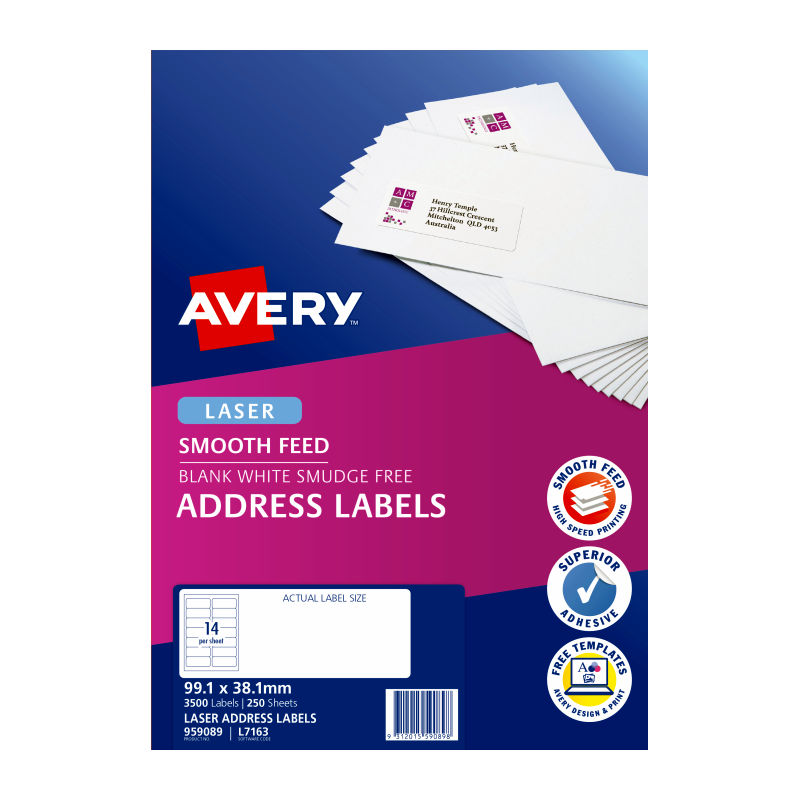 Avery Laser Label L7163 14Up - Pack of 250