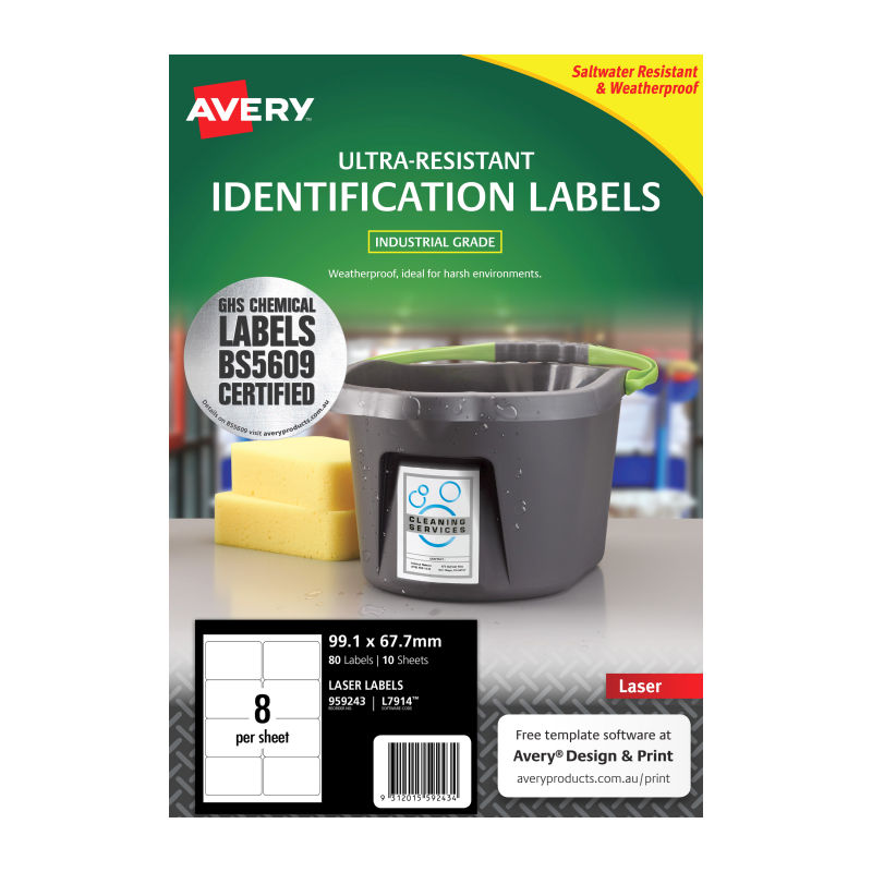 Avery Label Outdoor L7914 8Up - Pack of 10