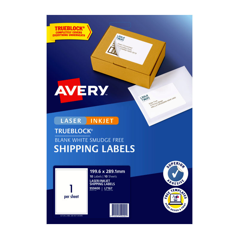 Avery Label White 199.6X289 1Up - Pack of 10