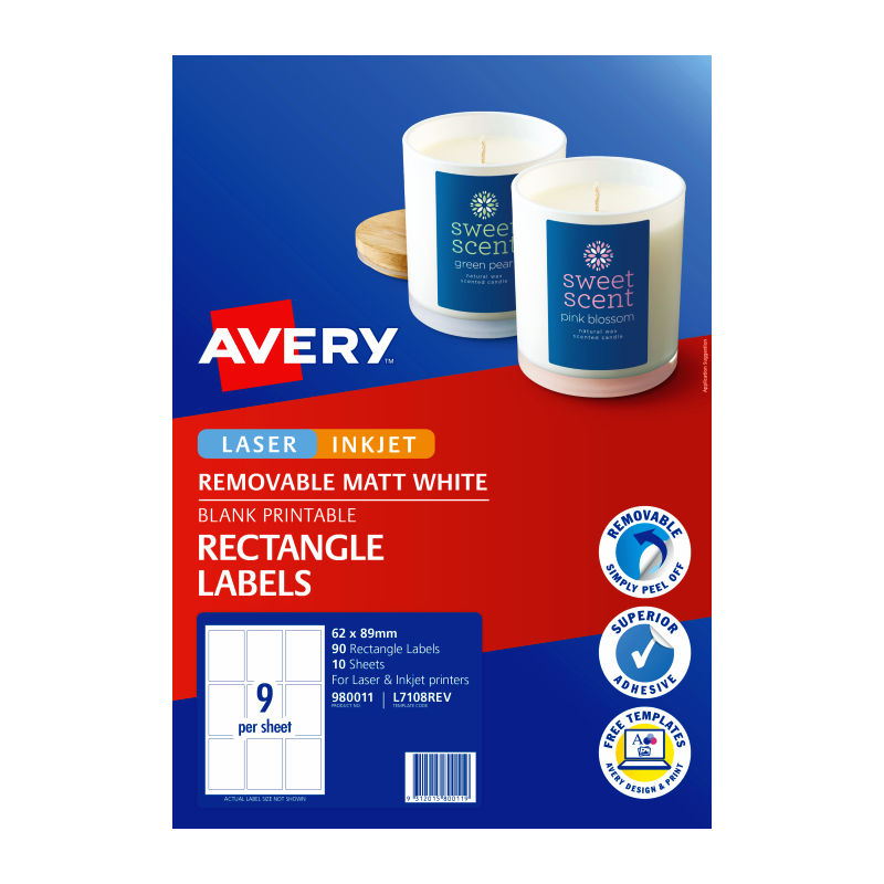 Avery Label Rectangle L7108REV 9Up - Pack of 10