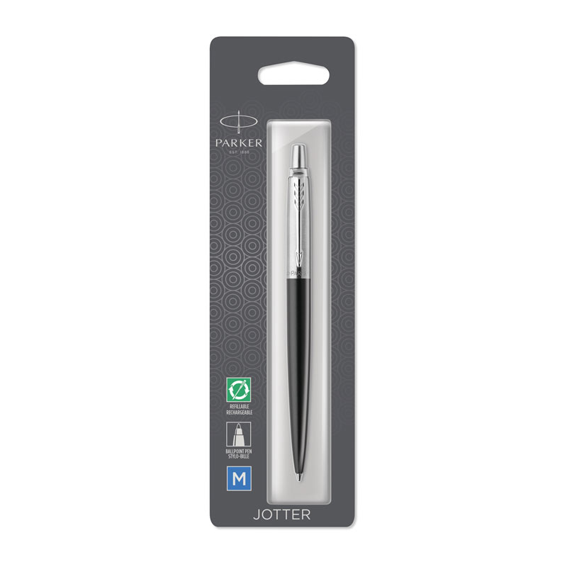 Parker Jotter Bond Street Black Chrome Trim Ballpoint Pen