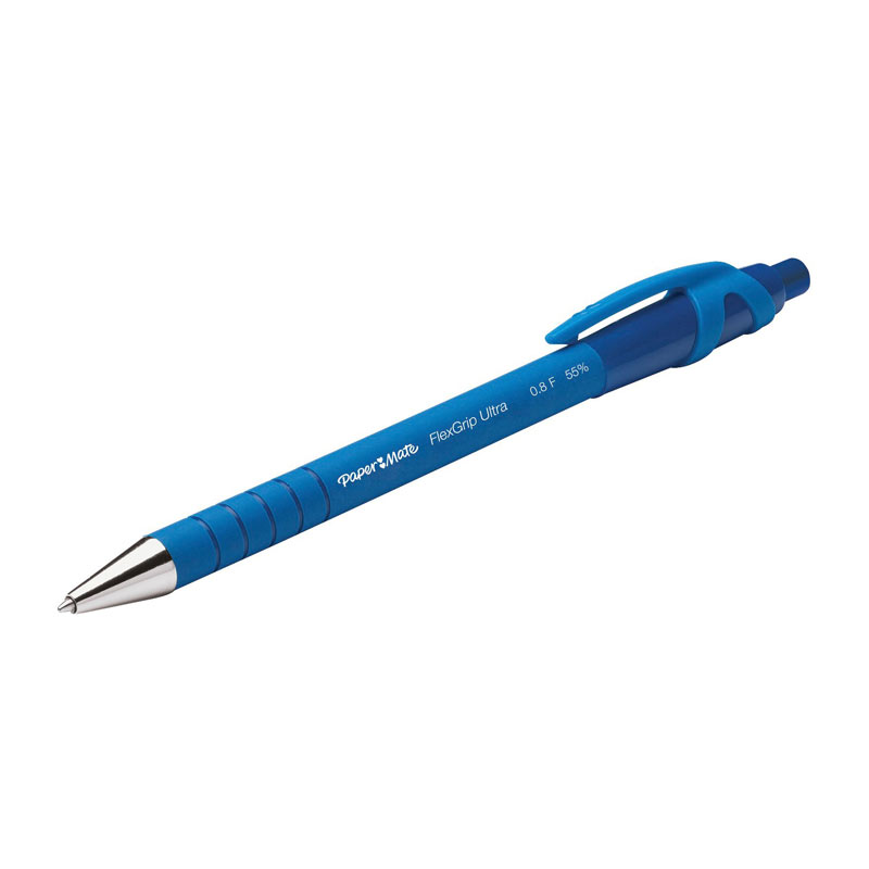 Paper Mate Flex Grip Retractable Ballpen 0.8mm Blue - Box of 12