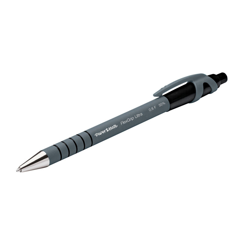 Paper Mate Flex Grip Retractable Ballpen 0.8mm Black - Box of 12