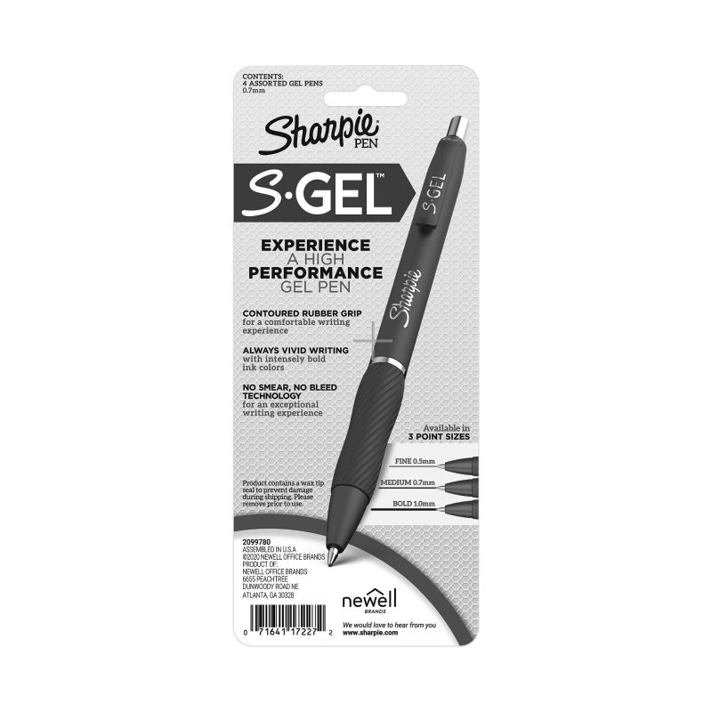 Sharpie Gel 0.7mm Assorted - Pack of 4 - Box of 6