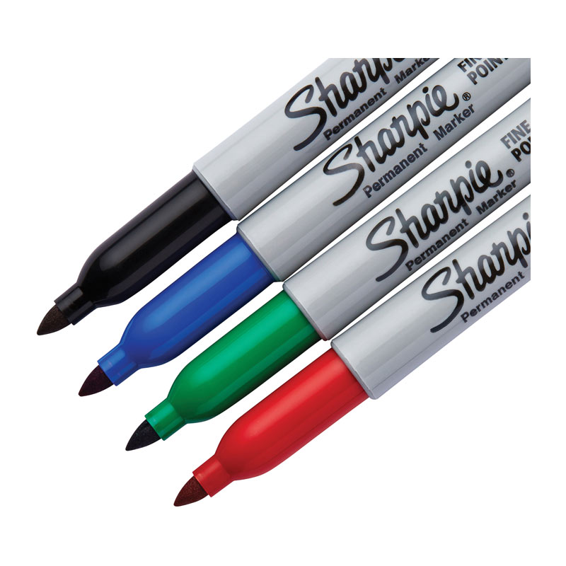 Sharpie Permanent Marker Fine Point Assorted - Pack of 4 - Box of 6