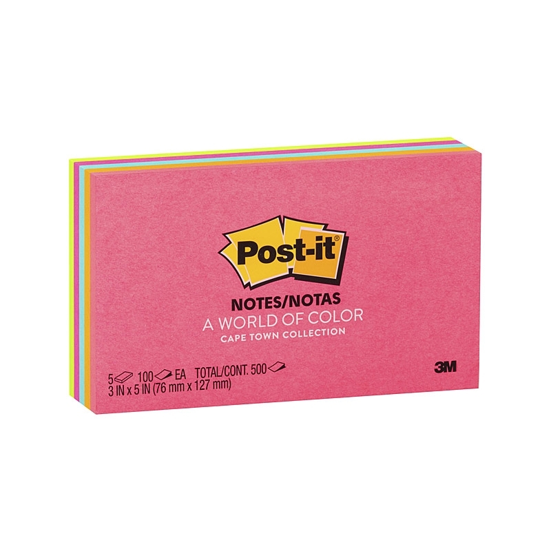 Post-It Notes Assorted Colours 76 x 127mm 5-Pack