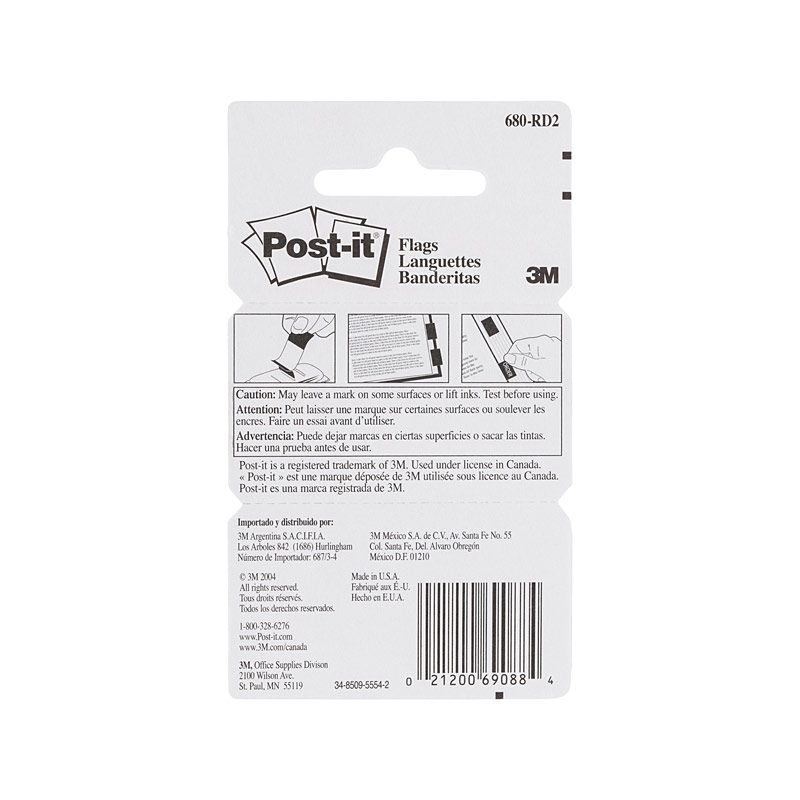 Post-It Flags Red 25 x 43mm 2-Pack - Box of 6