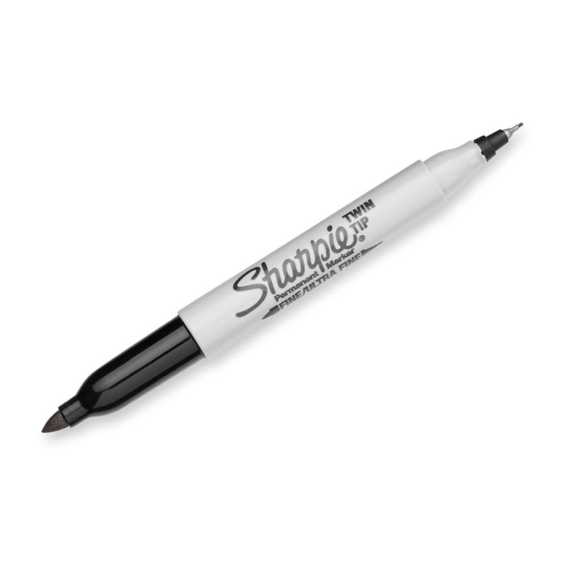 Sharpie Twin Tip Permanent Marker Black - Box of 12