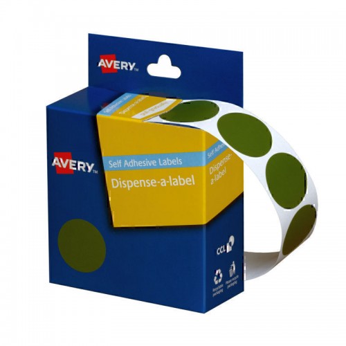 Avery Dispenser Green 24mm Labels - Roll of 500