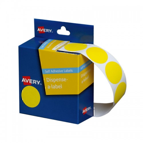 Avery Dispenser Yellow 24mm Labels - Roll of 500