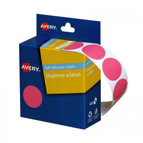 Avery Dispenser 24mm Pink Labels - Pack of 500