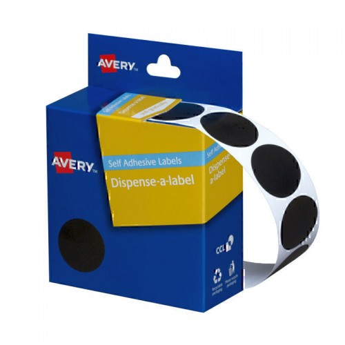 Avery Dispenser Black 24mm Labels - Roll of 500