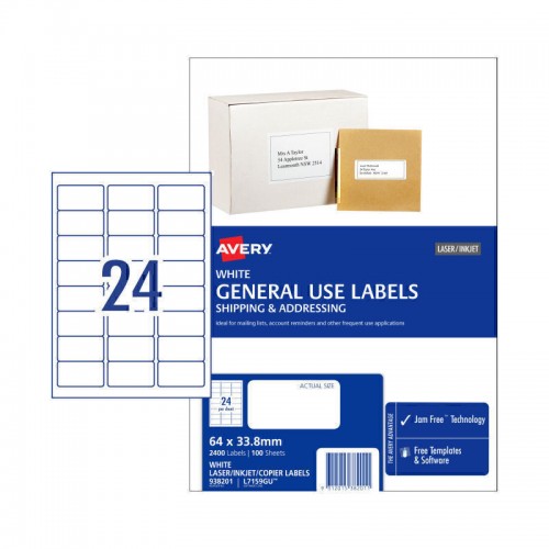 Avery General Label L7159GU 24Up - Box of 100