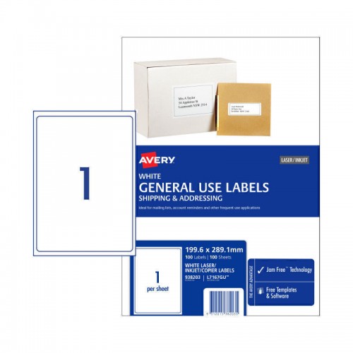 Avery General Label L7167GU1Up - Box of 100