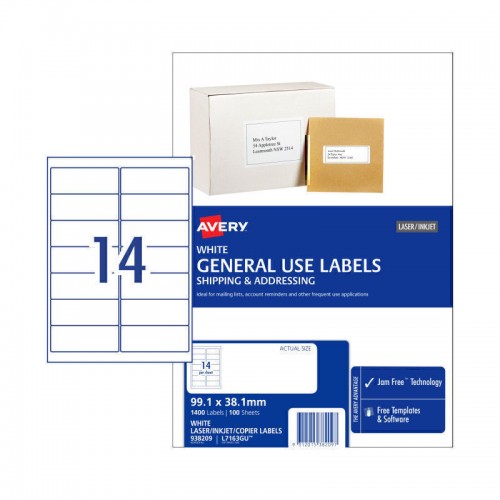 Avery General Label L7163GU 14Up - Box of 100