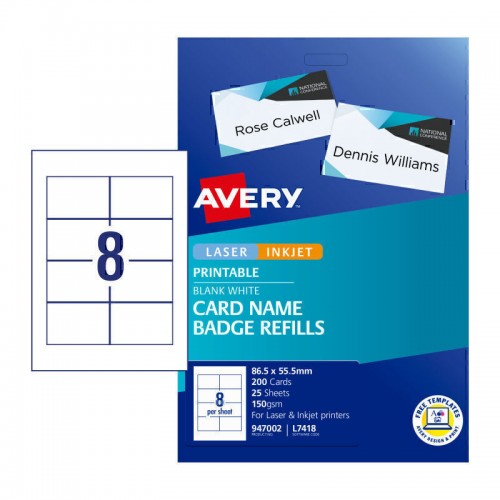 Avery Badge Refill L7418 8Up - Pack of 25