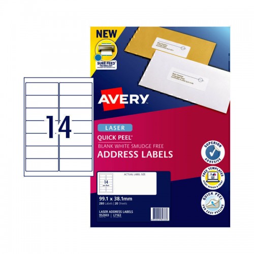 Avery Laser Label L7163 14Up - Pack of 20