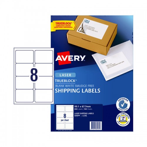 Avery Laser Label L7165 8Up - Pack of 100