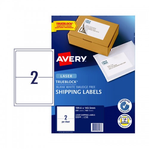 Avery Laser Label L7168 2Up - Pack of 100