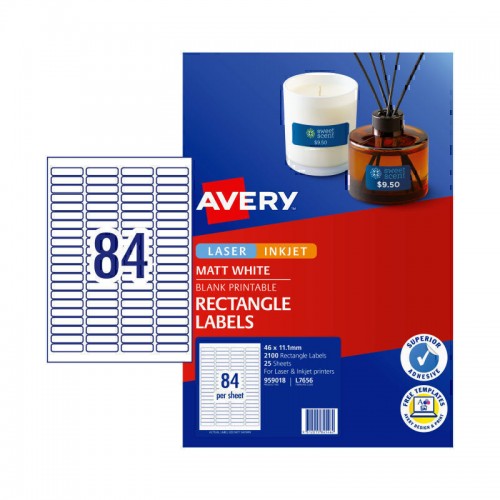 Avery Laser InkJet Printer MP Label L7656 84Up - Pack of 25