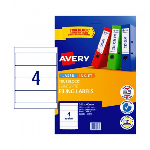 Avery Laser Label L7171 4Up - Pack of 25