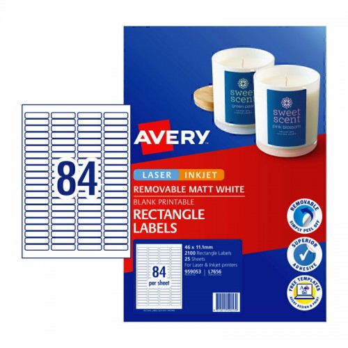 Avery Label Removable L7656REV 84Up - Pack of 25