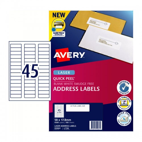 Avery Laser Label Quick Peel L7156 45Up - Pack of 100