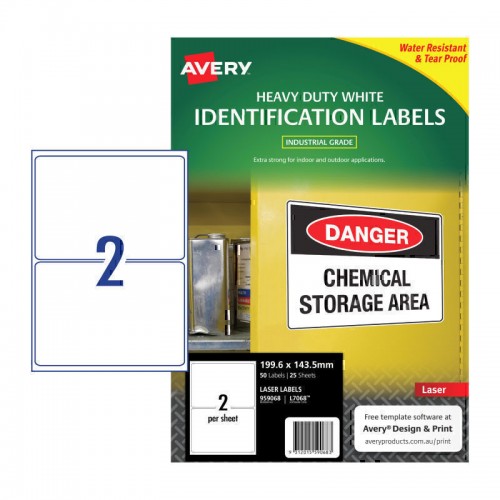 Avery Laser Label HD L7068 2Up - Pack of 25