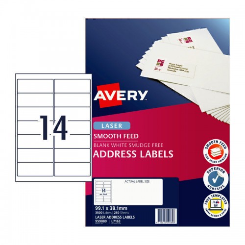 Avery Laser Label L7163 14Up - Pack of 250