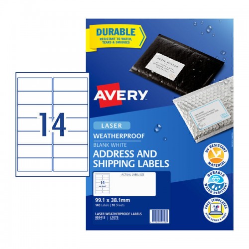 Avery Laser Label L7073 14Up - Pack of 10