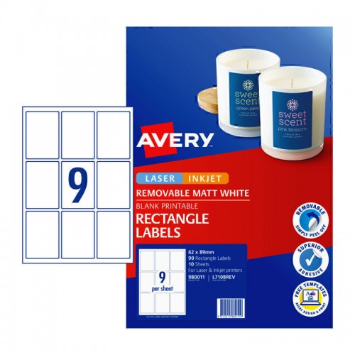 Avery Label Rectangle L7108REV 9Up - Pack of 10