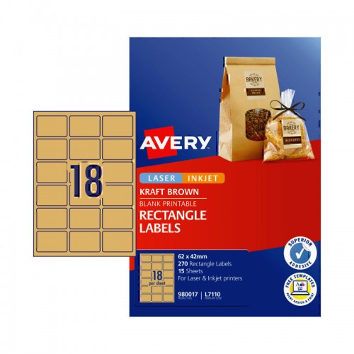 Avery Label Rectangle Brown L7110 - Pack of 270