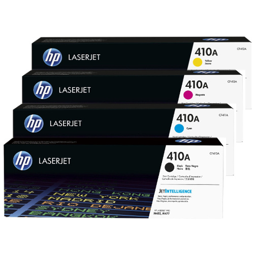 4 Pack HP 410A Genuine Toner Cartridges (CF410-3A)