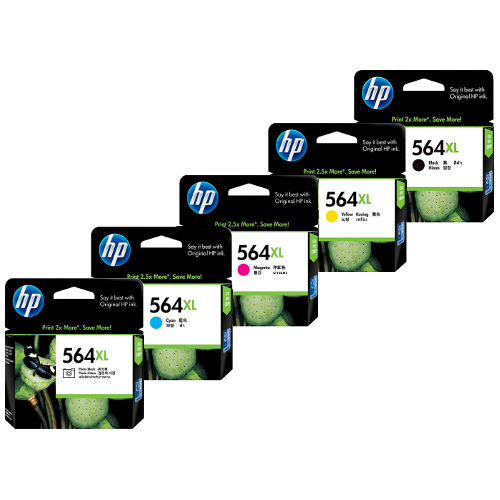 5 Pack HP 564XL Genuine Ink Cartridges (CN684WA/CB322WA-CB325WA)