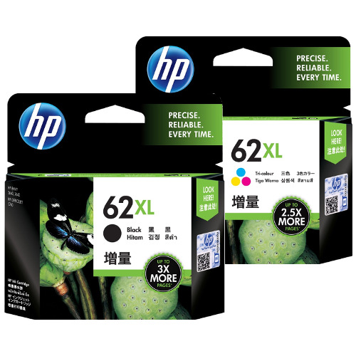 4 Pack HP 62XL Genuine Ink Cartridges (C2P05AA/C2P07AA)