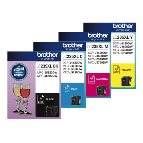 4 Pack Brother LC239XL/LC235XL Genuine Ink Cartridges