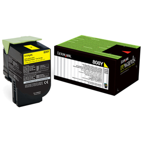 Lexmark 808 Yellow Genuine Toner Cartridge (80C80Y0)