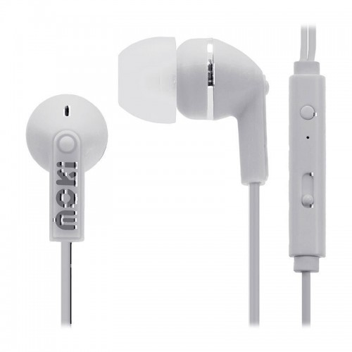 Moki Noise Isolation Earphones Plus Microphone - White