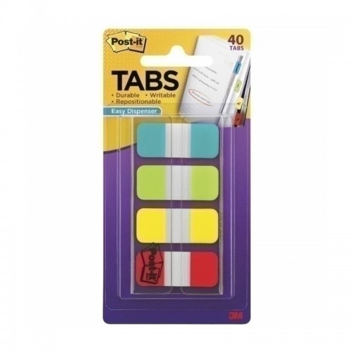 Post-It Tabs Aqua Green Yellow Red 15 x 38mm 40-Pack - Box of 6